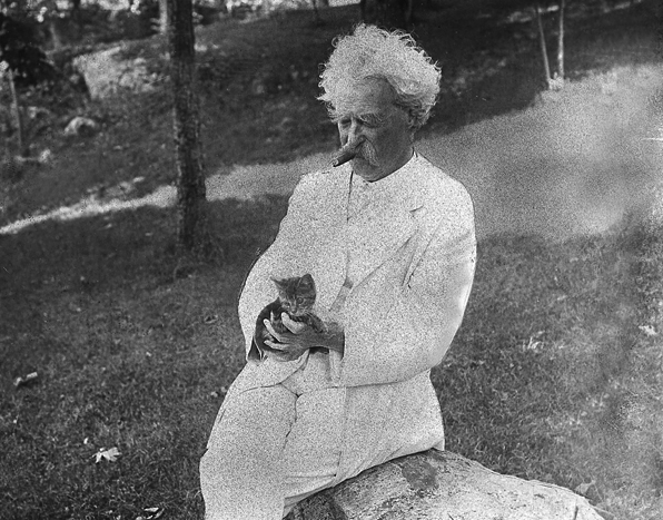 Mark Twain and his cat