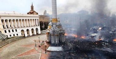 Independence Square in Kiev, Ukraine before and after the conflict